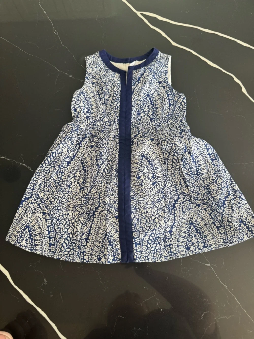 Crewcuts Navy and White Sleeveless Printed‎ Dress